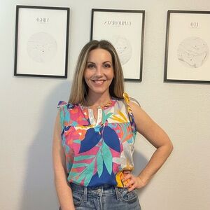 J. Crew Vibrant Multicolor Sleeveless Blouse